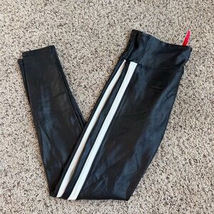 SPANX Black Leggings with White Stripe